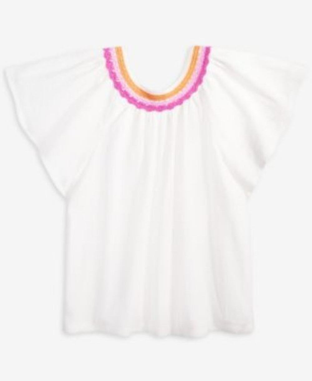 Epic Threads Girls L 14-16 Gauze Blouse Boho Embroidered Crochet Flutter Tag